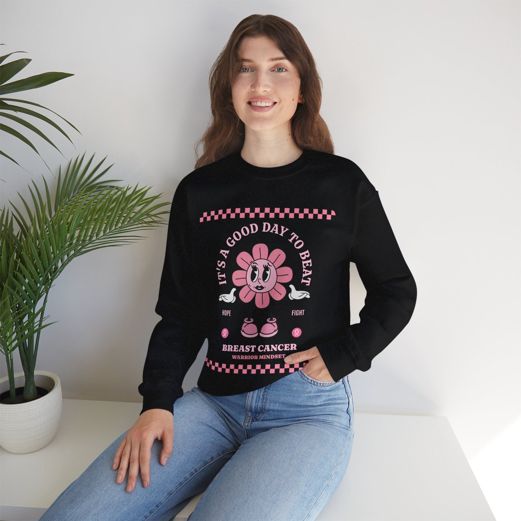 Retro Breast Cancer SweatShirt, It's a Good Day to Beat Cancer Sweater, Beat Cancer SweatShirt, Pink Ribbon Cancer SweatShirt,Cancer Warrior