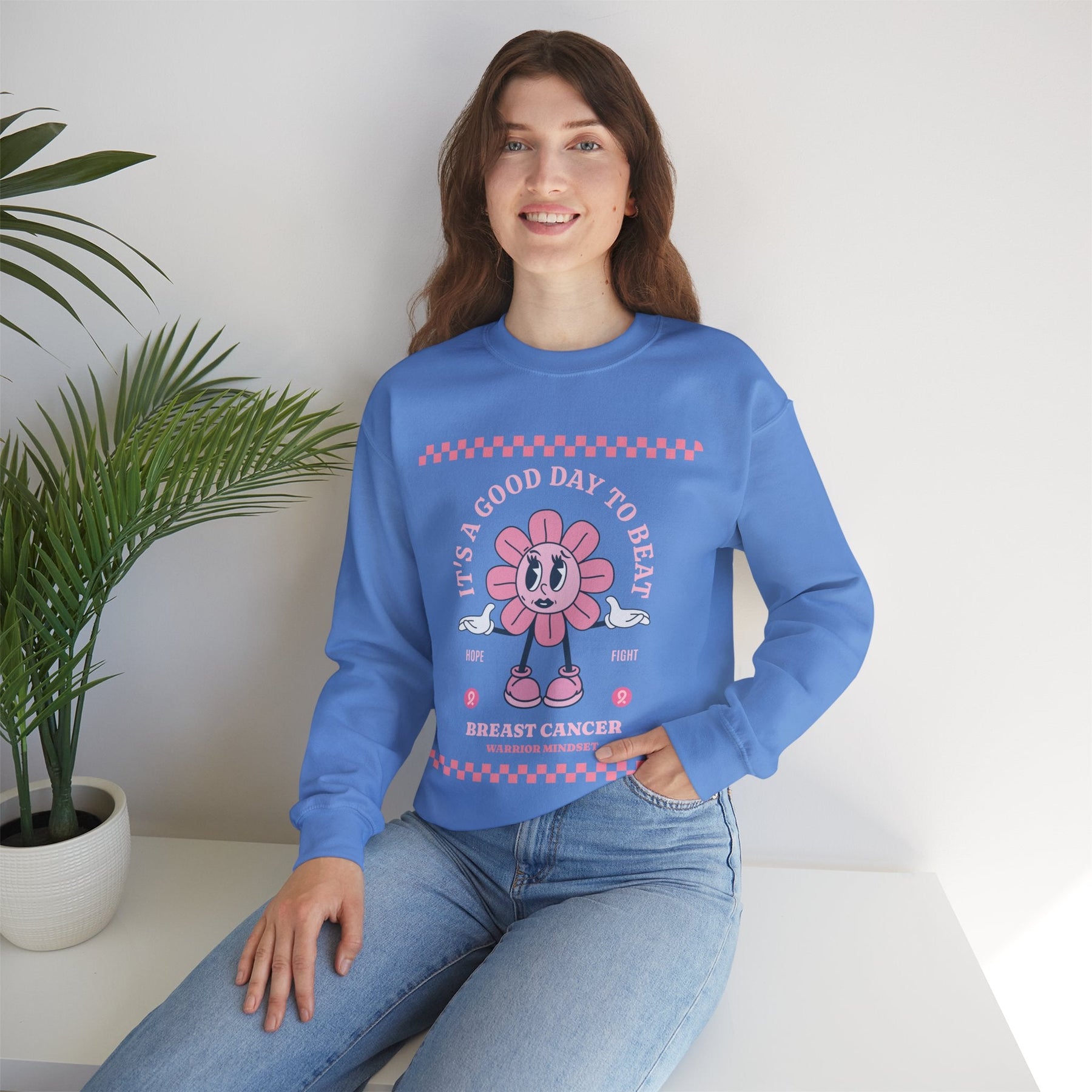Retro Breast Cancer SweatShirt, It's a Good Day to Beat Cancer Sweater, Beat Cancer SweatShirt, Pink Ribbon Cancer SweatShirt,Cancer Warrior