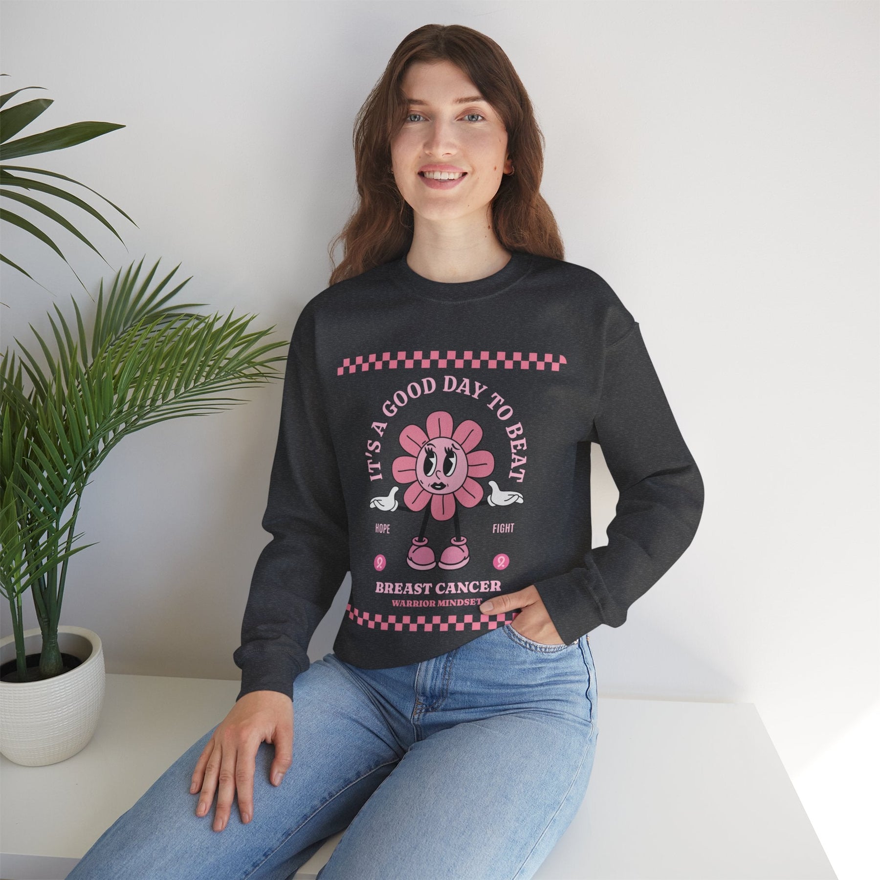 Retro Breast Cancer SweatShirt, It's a Good Day to Beat Cancer Sweater, Beat Cancer SweatShirt, Pink Ribbon Cancer SweatShirt,Cancer Warrior