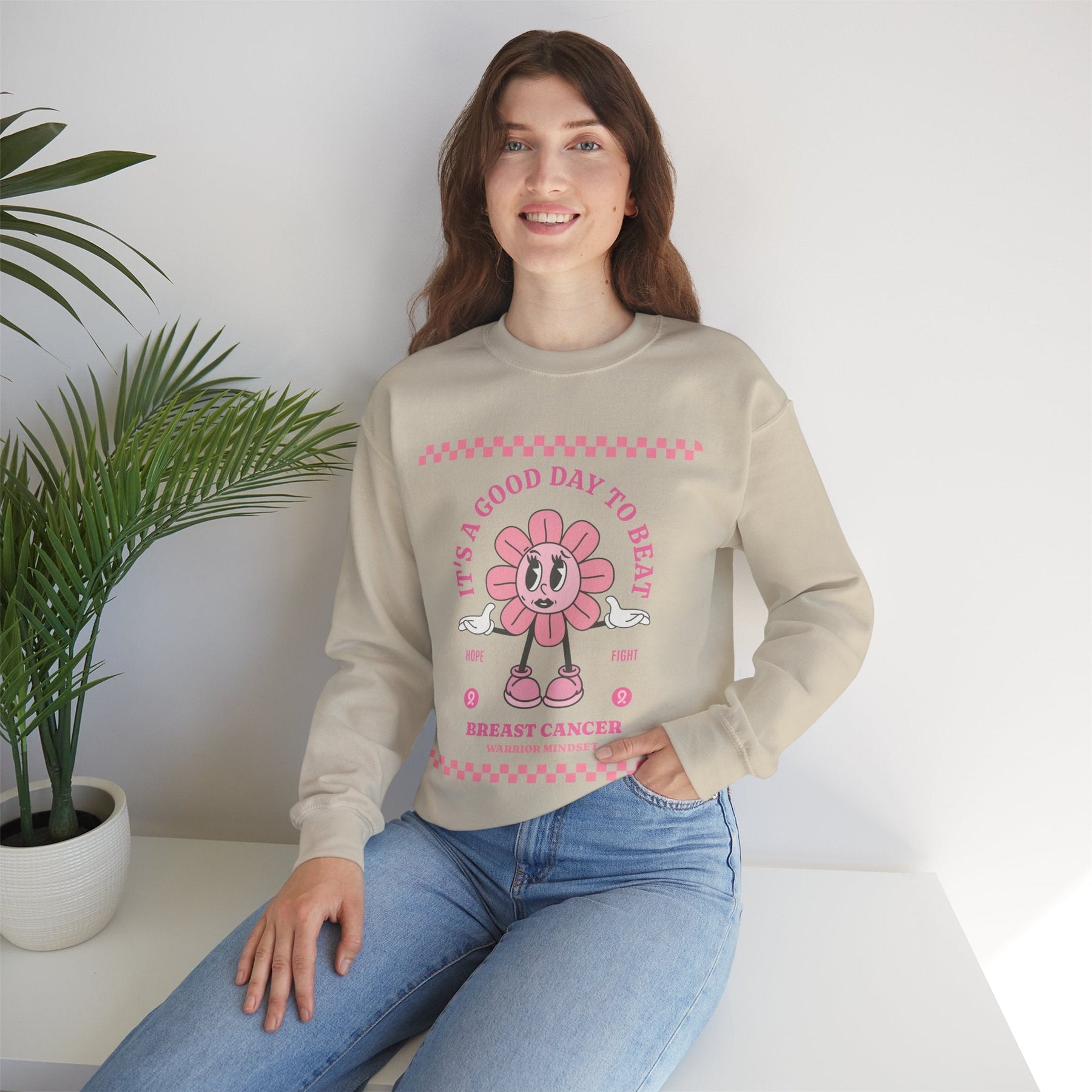 Retro Breast Cancer SweatShirt, It's a Good Day to Beat Cancer Sweater, Beat Cancer SweatShirt, Pink Ribbon Cancer SweatShirt,Cancer Warrior