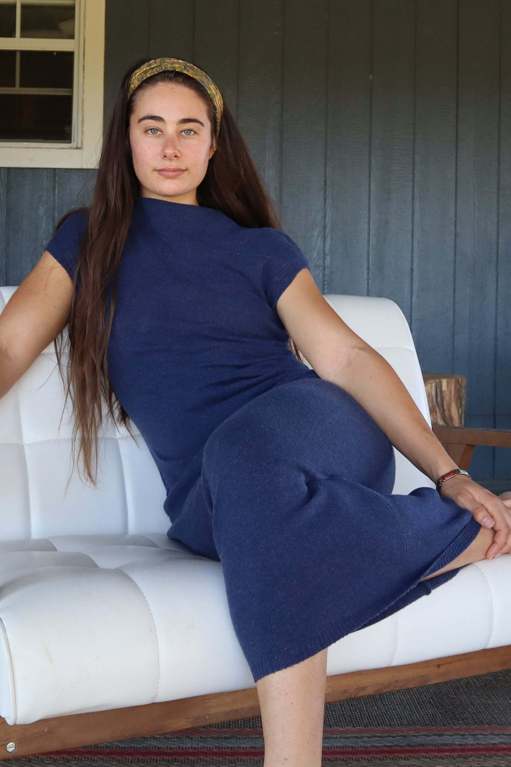 blue cashmere dress Versace Wool-Cashmere Knit Shirt Dress, Female, Light Blue, 40